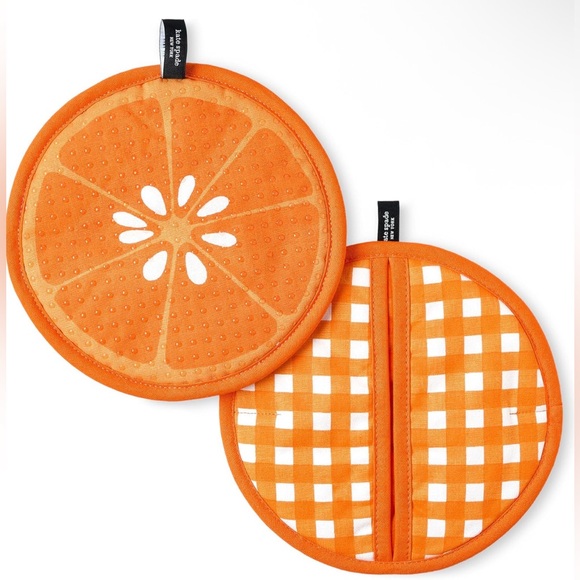 Kate Spade Squeeze the Day gingham pot holder 2-pack set - Picture 2 of 4